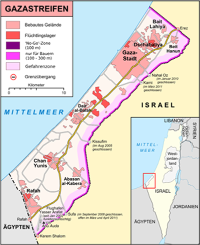 Karte Gazastreifen von 2012