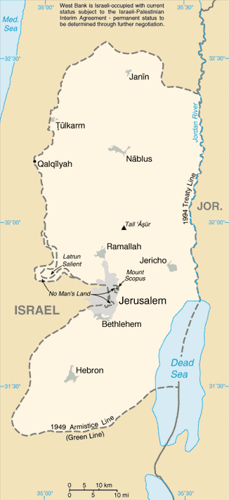 Karte des Westjordanlandes