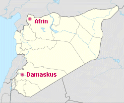 Afrin und Damaskus in Syrien