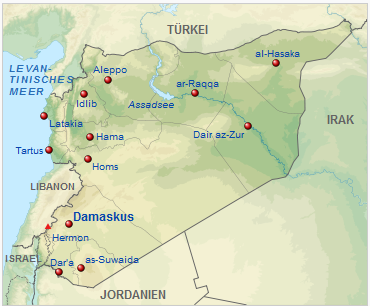 Syrienkarte mit Orten