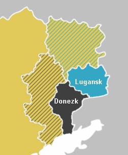Ostukraine mit Konfliktregionen