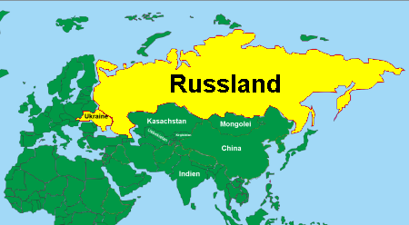 Karte mit Russland und Ukraine rot