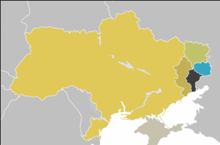 Ukraine mit östlichen Konfliktregionen